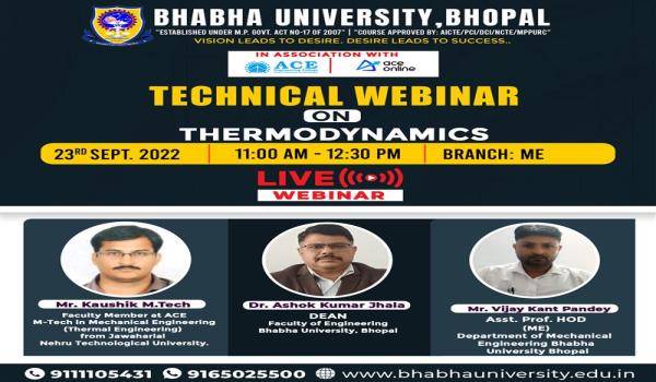 Technical Webinar Series 2022 : Webinar on thermodynamics