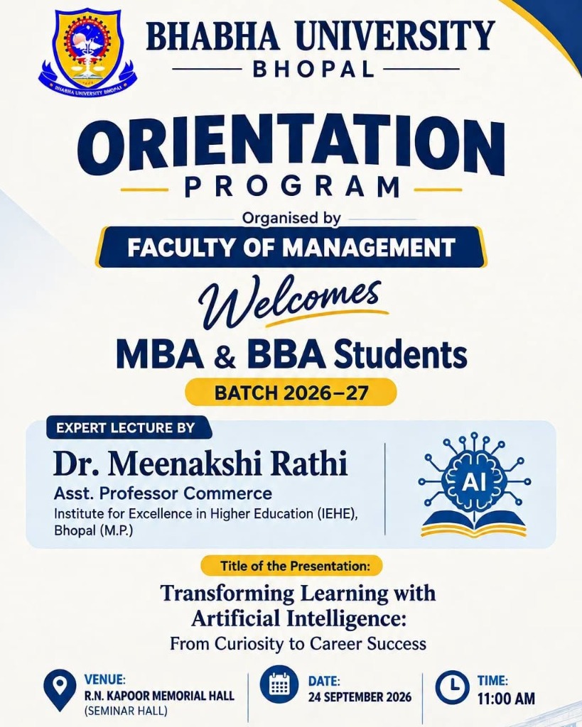 Orientation program, Faculty of Management (MBA, BBA), Bhabha University