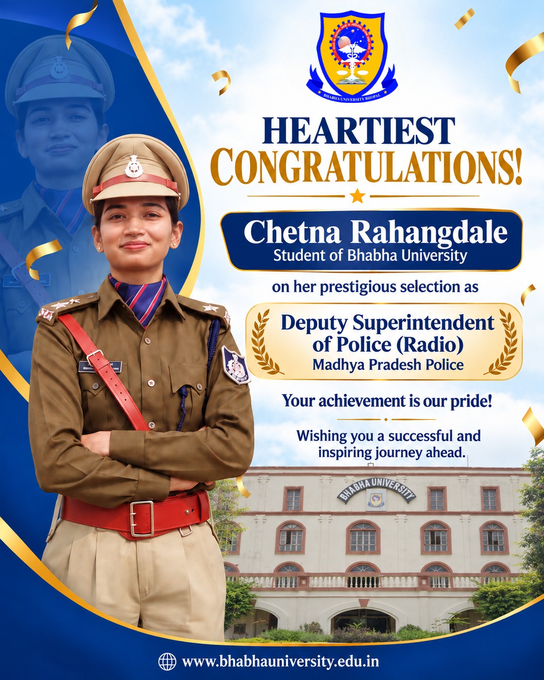 Chetna Rahangdale Deputy Superintendent of Police Radio Madhya Pradesh Police Bhabha University