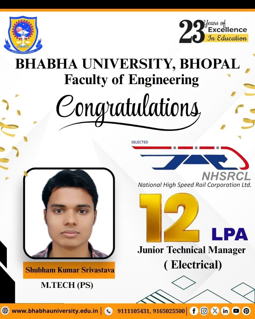 Shubham Kumar Srivastava NHSRCL 12 LPA Bhabha University